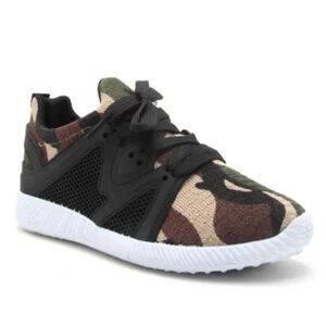 Qupid Camo Sneakers in Green, Brown, Black